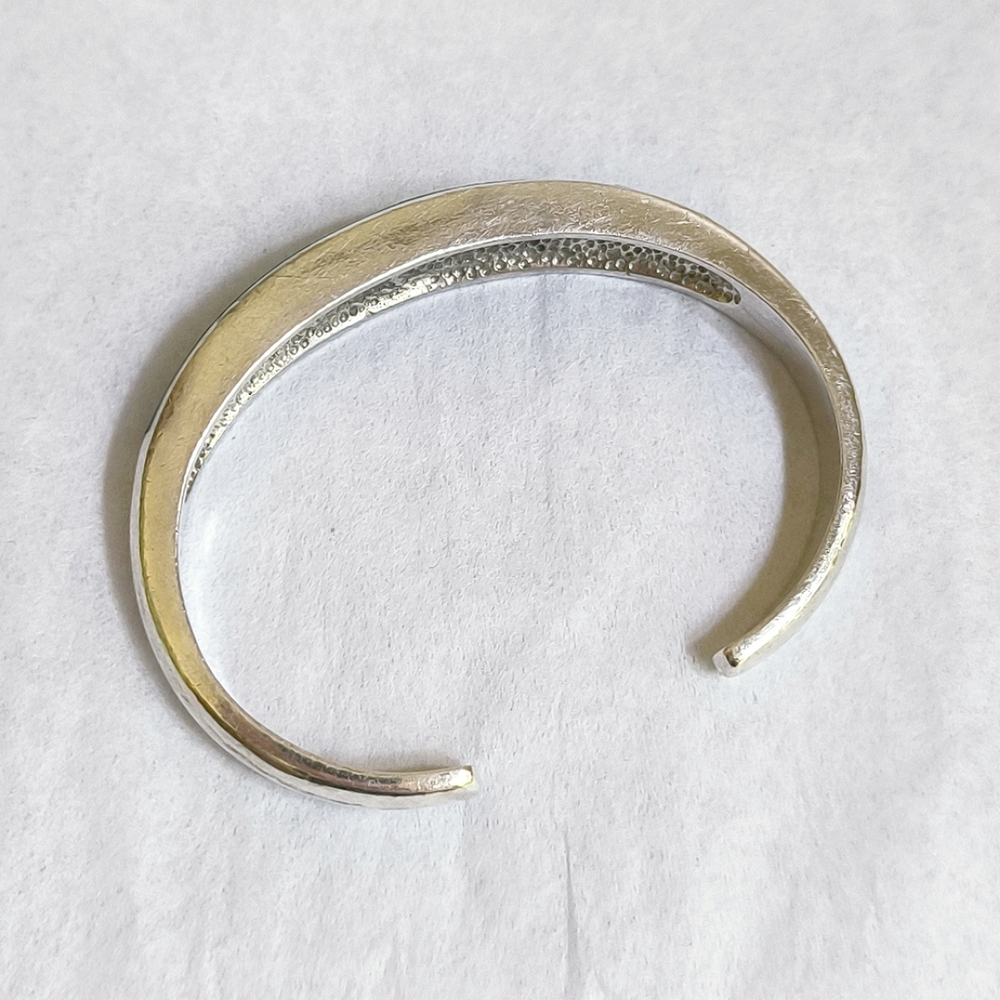 Teme sterling silver and turquoise inlay tapered bangle bracelet - Picture 5 of 11